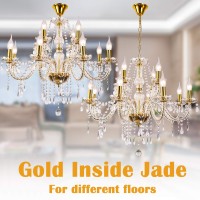 Modern Luxurious Candle Gold Crystal Chandelier 12 Lights K9 Modern Crystal Chandelier For Dining Room Pendant Lamp Ceiling Li