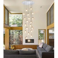 20 Long Lights Chandeliers Modern Led Crystal Ceiling Light Flush Mount Sloped High Ceiling Light Staircase Luxury Pendant Light