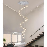 20 Long Lights Chandeliers Modern Led Crystal Ceiling Light Flush Mount Sloped High Ceiling Light Staircase Luxury Pendant Light