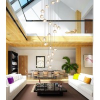 20 Long Lights Chandeliers Modern Led Crystal Ceiling Light Flush Mount Sloped High Ceiling Light Staircase Luxury Pendant Light