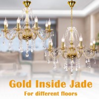 Gold Color Luxurious Candle Crystal Chandelier 8 Lights K9 Modern Crystal Chandelier For Dining Room Glass Ceiling Pendant Lam