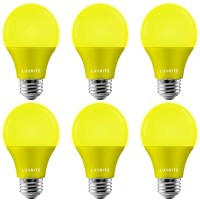 Luxrite A19 Yellow Led Bug Light Bulbs, 60W Equivalent, Non-Dimmable, Ul Listed, E26 Standard Base, Indoor Outdoor, Porch, Deck, Patio, Backyard, Front Door, Home Lighting (6 Pack)