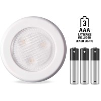 Westek Bl-Putn-W6 Ultra-Thin Led Puck Light, 6Pk, Batteries Included, White