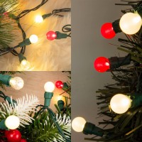 Kaisnova Christmas Lights Outdoor Decorations 70 Led 19Ft Red And White String Light With Pearlized Glass Bulbs Etl Certified Globe String Lights For House Bedroom Xmas Tree Halloween Party Patio