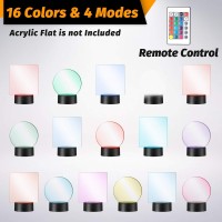 Honoson 6Piece Plastic Lamp 3D Night Led Light Lamp Base With 16 Colors Remote Control Usb Cable For Acrylic Restaurant Ro