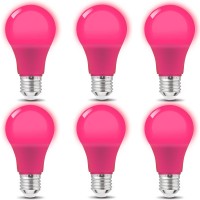 Kqhben Led Pink Light Bulb 9Watts Equivalent 60W With E26 Base For Wedding Halloween Christmas Party Bar Decor, 6-Pack