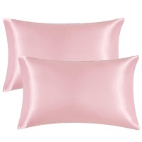 Eheyciga Satin Pillowcase For Hair And Skin Silk Pillowcase Set Of 2 Pink Soft Pillow Cases 2 Pack Queen Size 20X30 Inches With Envelope Closure