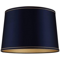 Navy Blue Medium Drum Lamp Shade With Navy And Gold Trim 14