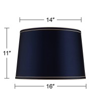 Navy Blue Medium Drum Lamp Shade With Navy And Gold Trim 14