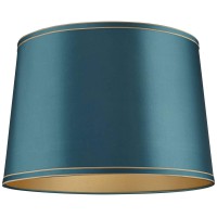 Soft Teal Medium Drum Lamp Shade With Gold Trim 14 Top X 16 Bottom X 11 High Spider Replacement With Harp And Finial Spri