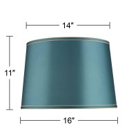 Soft Teal Medium Drum Lamp Shade With Gold Trim 14 Top X 16 Bottom X 11 High Spider Replacement With Harp And Finial Spri