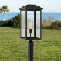 John Timberland Eastcrest Modern Outdoor Post Light Fixture Textured Black Metal 22 1/2