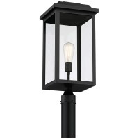 John Timberland Eastcrest Modern Outdoor Post Light Fixture Textured Black Metal 22 1/2