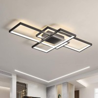 Okes Modern Ceiling Light 78W Led Ceiling Lamp Black Square Acrylic Flush Mount Ceiling Lights Fixture For Bedroom Living Room