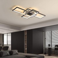 Okes Modern Ceiling Light 78W Led Ceiling Lamp Black Square Acrylic Flush Mount Ceiling Lights Fixture For Bedroom Living Room