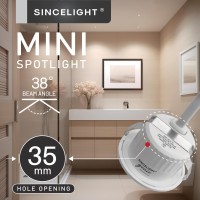 Mini Recessed Spotlight, Small Downlight For Ceiling,Cabinet,Showcase,Shelf, Hole Cutout 35-40Mm, Mr11 Replacements, White And Black Ring Replaceable, Ip54 Waterproof, Warm White 2700K, Ra92, 5 Pack