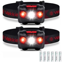 Vekkia Ultra Bright Led Headlamp Flashlight 2 Pack White And Red Light Headlight With Adjustable Headband Ipx6 Waterproof He