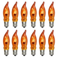 Sunsgne Christmas Flicker Flame Light Bulbs, Orange Flame Replacement Bulbs E12 Candelabra Base Light Bulbs For Chandelier Electric Window Candles Outdoor String Lights, 1 Watt- 120 Volts (12 Pack)