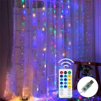 Dazzle Bright Window Curtain String Lights 300 Led 98Ft X 98Ft Multicolor Fairy Lights With 8 Lighting Modes Waterproof Ligh