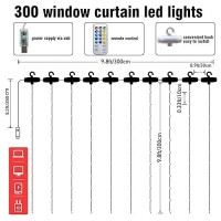 Dazzle Bright Window Curtain String Lights 300 Led 98Ft X 98Ft Multicolor Fairy Lights With 8 Lighting Modes Waterproof Ligh