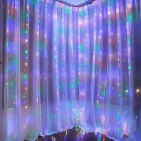 Dazzle Bright Window Curtain String Lights 300 Led 98Ft X 98Ft Multicolor Fairy Lights With 8 Lighting Modes Waterproof Ligh