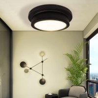 Mingbright Aluminum Led Flush Mount Ceiling Light Fixture, 14Inch Oil Rubbed Bronze Modern Ceiling Lamp Fixture Dimmable 3000K Warm White Flush Mount For Kitchen Bathroom Living Room Damp Location