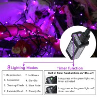 Purple Halloween Lights 114Ft 300 Led Purple Lights With 8 Modes Waterproof Low Voltage Halloween String Lights Purple String