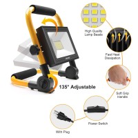 Meikee 60W Led Work Light, 5200Lm 600W Equivalent Portable Work Lights, 5000K 5M Cord With Plug, Ip66 Waterproof Outdoor Job Site Working Lights With Stand For Construction Site, Workshop, Garage