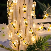 Flavcharm Bumblebee String Lights Usb Plug-In Power & Battery Operated With Remote 10Ft 30Leds Honey Bee Fairy Lights Tropical Themed Beehive Decorations For Home Summer Party Birthday Christmas Tree