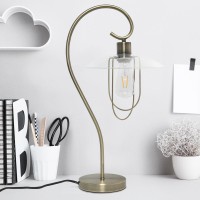 Simple Designs Modern Metal Table Lamp, Antique Brass