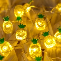 Flavcharm Pineapple String Lights 10Ft 30Leds Battery Operated Lights With Remote Fruit Led Lights Usb Plug In Fairy Lights For Summer Room Decor Wedding Hawaiian Party, St Patricks Day Decorations