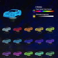 Yuandian Car Night Light, Racing Car 3D Led Illusion Lamp, 16 Colors Usb Powered & Battery Powered Touch Control With Remote, Creative Car Gifts For Boys Man Lovers