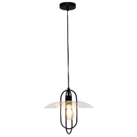 Simple Designs 1 Light Modern Metal Pendant Light, Black