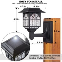 Leidrail Solar Fence Lights, 2 Pack Solar Lights Outdoor Waterproof Lantern Warm White Led Wall Deck Post Landscape Lighting For Garden Yard Patio Front Door