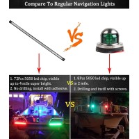 Evertine Boat Navigation Lights 13Inch (72 Leds Per Strip) Led Marine Bow Stern Lights 12V For Fishing Hunting Kayak Vessel Pontoon Yacht Waterproof Flexible Housing (Red And Green)