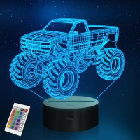 Yuandian 3D Night Lights For Children Kids Night Lamp Monster Trucks For Boys 16 Led Colors Changing Lighting Car Shape Acry