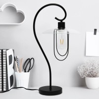 Simple Designs Modern Metal Table Lamp, Black