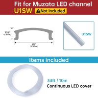 Muzata 33Ft/10M Continuous Transparent Smoky Black Led Cover Lens Clear Tape Light Seamless Plastic For U1Sw U Shape Aluminum Led Channel Lc03 Bb (Only Cover No Aluminum Led Channel Included)