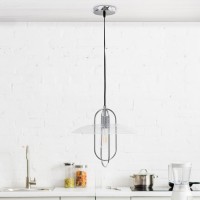 Simple Designs 1 Light Modern Metal Pendant Light, Chrome