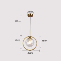 C/H Spherical Transparent Glass Pendant Light Modern Glass Lamp Chandelier Hanging Light Vintage Industrial Ceiling Lighting Fixture For Kitchen Dining Room Bedroom,Gold