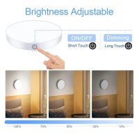 Ferswe Rechargeable Tap Lights, Dimmable Touch Night Lights With 1000Mah Large Battery, Stick On Light For Closet, Bedroom, Bathroom And Cabinet (2 Pack)