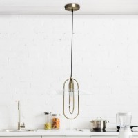 Simple Designs 1 Light Modern Metal Pendant Light, Antique Brass