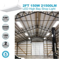 Lightdot 2 Pack Led High Bay Shop Light, 2Ft (Large Area Illumination) 150W [Eqv.600W Mh/Hps] 5000K Commercial Warehouse Linear Hanging Light For Workshop Energy Saving Upto 5600Kw*2/5Yrs(5Hrs/Day)