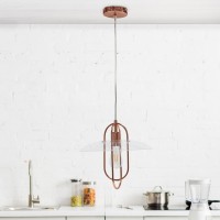 Simple Designs 1 Light Modern Metal Pendant Light, Rose Gold