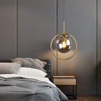 Spherical Transparent Glass Pendant Light Modern Glass Lamp Chandelier Hanging Light Vintage Industrial Ceiling Lighting Fixture For Kitchen Dining Room Bedroom,Gold