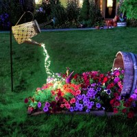 Vookry Garden Decor Watering Can With Lights, Solar Lantern Outdoor Hanging Waterproof, Decorative Retro Metal Solar Garden Lights For Table Patio Yard Pathway Walkway, Gifts For Mom