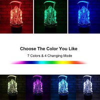 Flyonsea Grim Reaper Light Cool Room Decor, Skull Light Bedside Lamp, Timer, 7 Colors Changing, Remote & Smart Touch, Unique Gifts, Halloween Skull Decor For Men