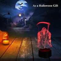 Flyonsea Grim Reaper Light Cool Room Decor, Skull Light Bedside Lamp, Timer, 7 Colors Changing, Remote & Smart Touch, Unique Gifts, Halloween Skull Decor For Men