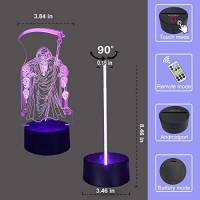 Flyonsea Grim Reaper Light Cool Room Decor, Skull Light Bedside Lamp, Timer, 7 Colors Changing, Remote & Smart Touch, Unique Gifts, Halloween Skull Decor For Men