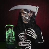 Flyonsea Grim Reaper Light Cool Room Decor, Skull Light Bedside Lamp, Timer, 7 Colors Changing, Remote & Smart Touch, Unique Gifts, Halloween Skull Decor For Men